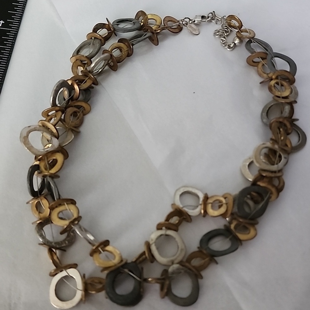 Chicos Vintage Multicolor Geometric Necklace Perfect Patina